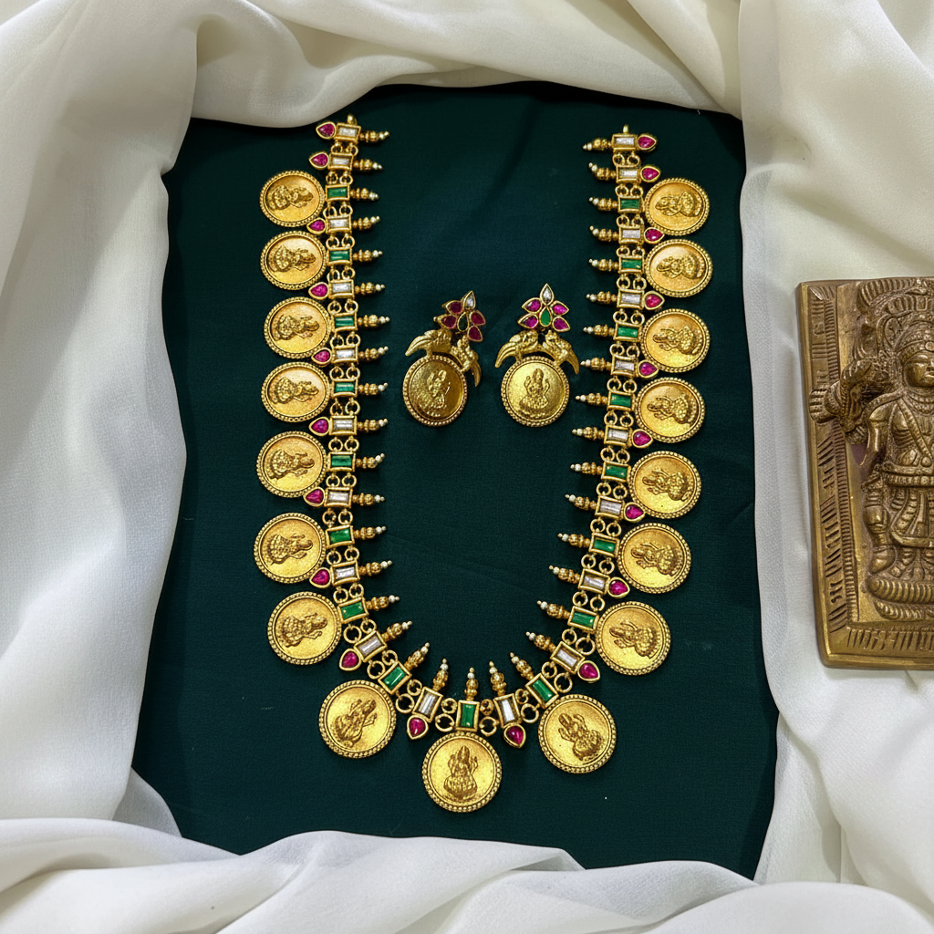 Jadau Multi Stone Mid Length Kaasu Haram - KH00357
