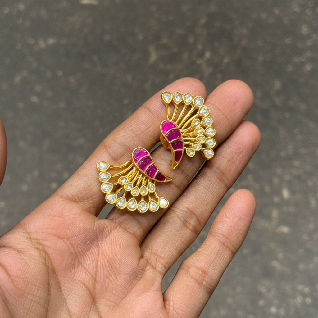 Designer Jadau Kundan Ear Studs - KE00573