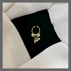 Small Beautiful stone Septum Nose Ring in Kundan - NR0023