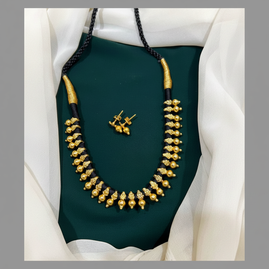 Traditional Black Dori in Nakshi Necklace - BD0017