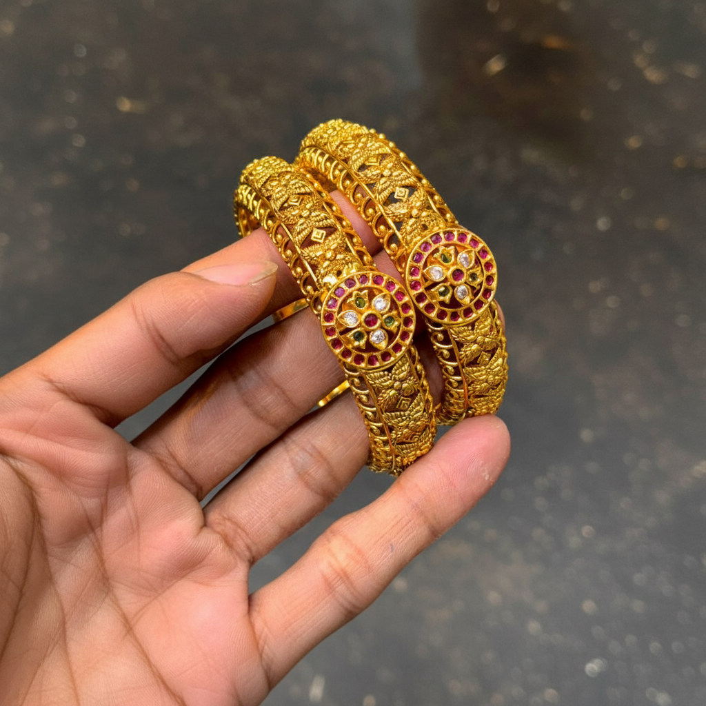 Nakshi Polish Kempu Bangles - BG00715