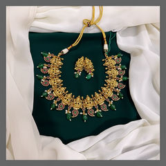Beautiful Small Lakshmi with Mango Necklace in Kundan - KN00284