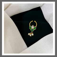 Lotus Septum Nose Ring in Kundan - NR0020