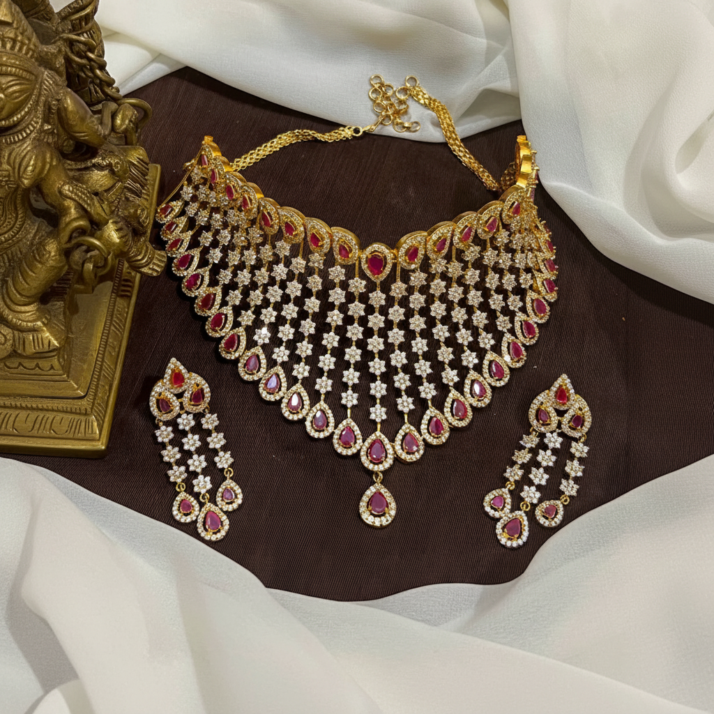 Daimond Replica heavy Choker With Earrings - DN0098