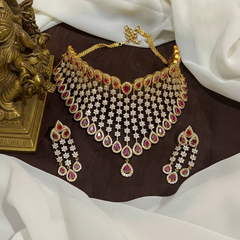 Daimond Replica heavy Choker With Earrings - DN0098