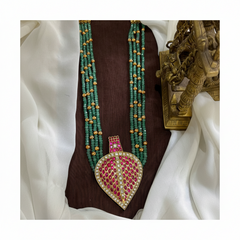 Vintage Model Jadau Pendant with Green Beads - PB00587