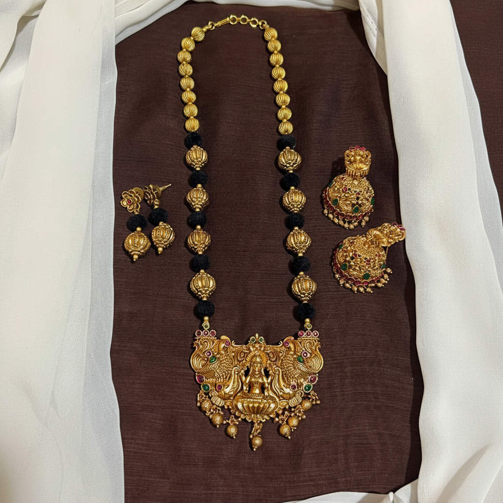 Nakshi beads and Lakshmi Pendant With Jhumki - PB00605