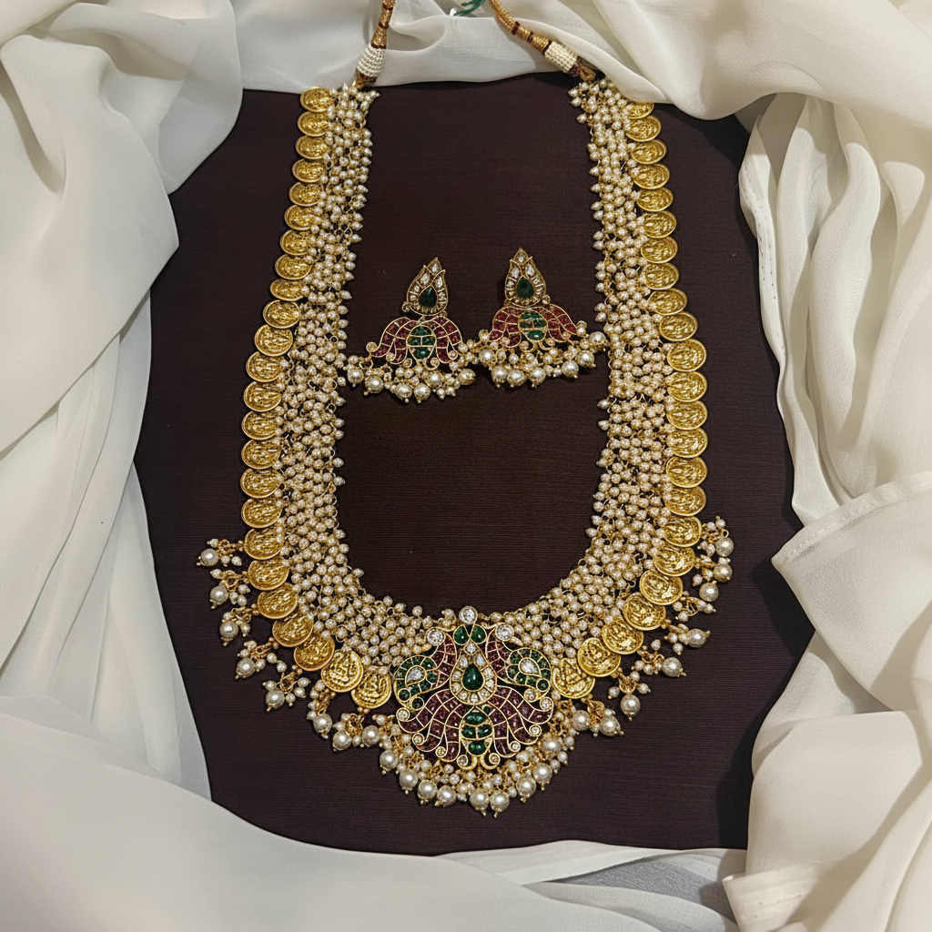 Kaasu Long Haram With Lotus Kempu Pendant - NH00181