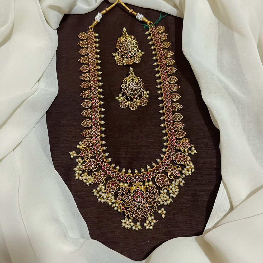 Kempu Stone Guttipusalu Long Haram - NH00180