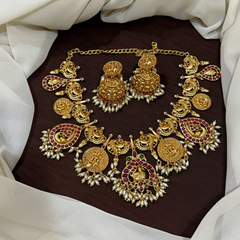 Gold Finish Peacock Guttipusalu Neckalce - NN00945