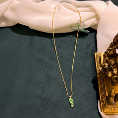 Beautiful Chain With Kundan Fish Pendant - KN00538