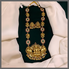 Antique Peacock and Lakshmi Haram - NH00245