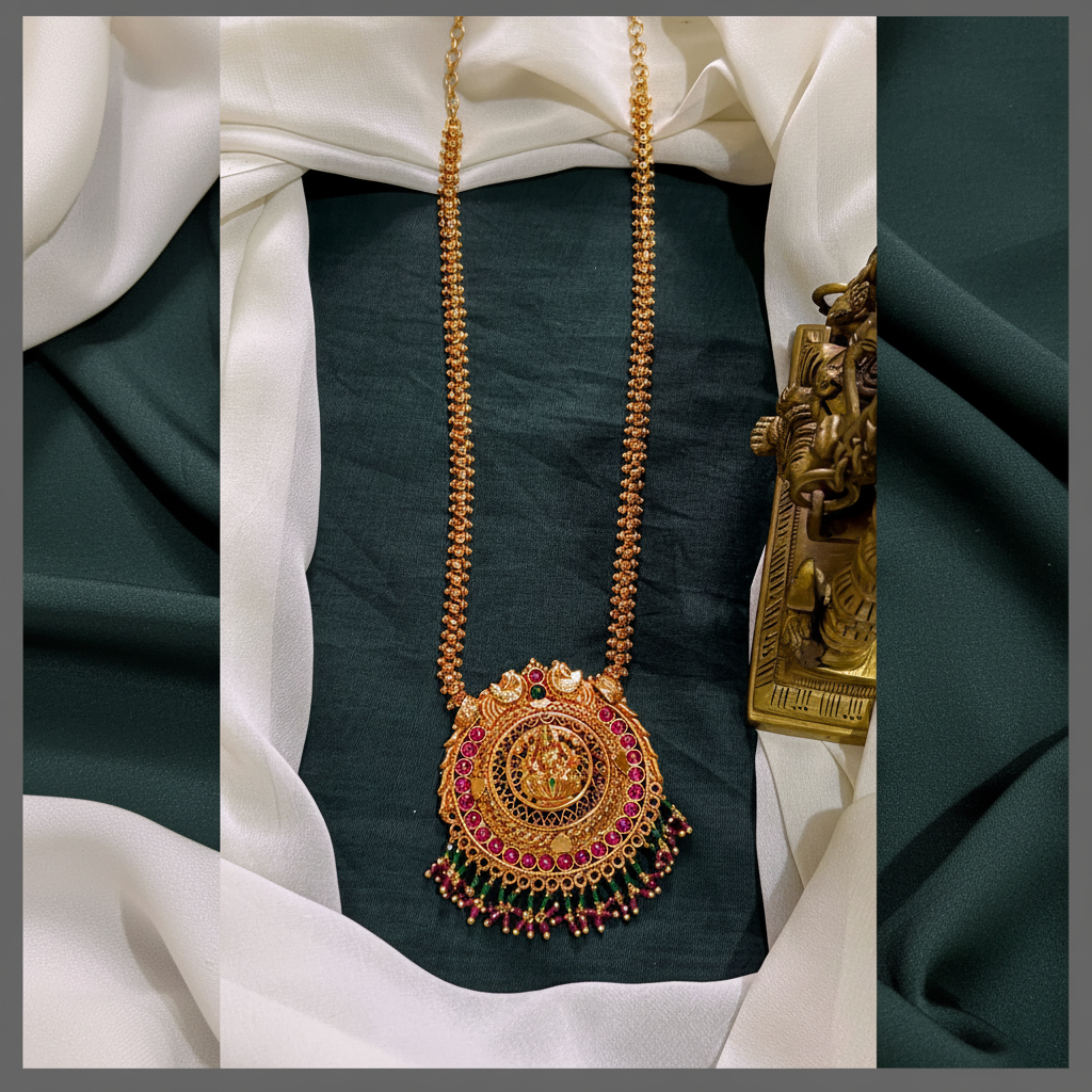 Beautiful Nakshi Haram with a stunning multicolor pendant - NH00343