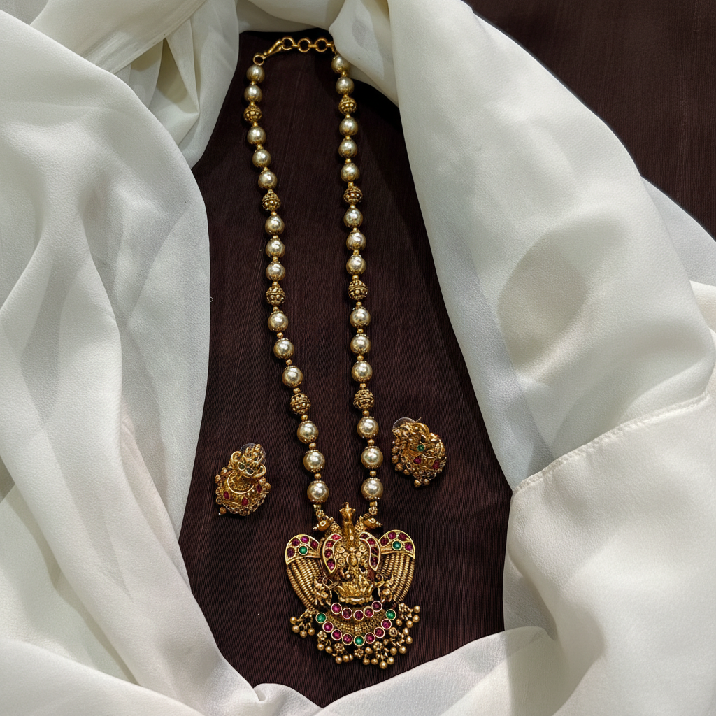 Pendant with Long Mala and jhumki - NH00482