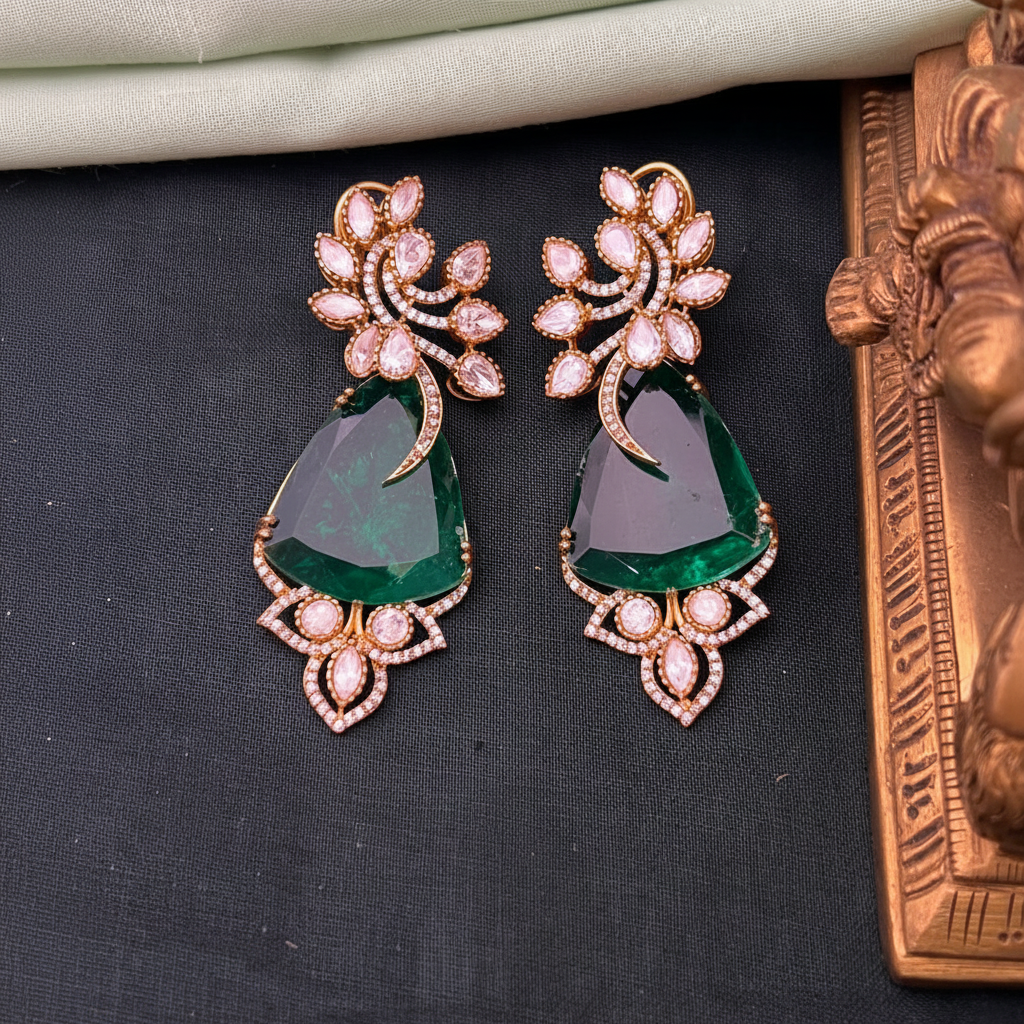 Elegant Peacock Earrings In Diamond - DE0020
