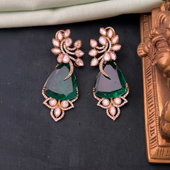 Elegant Peacock Earrings In Diamond - DE0020