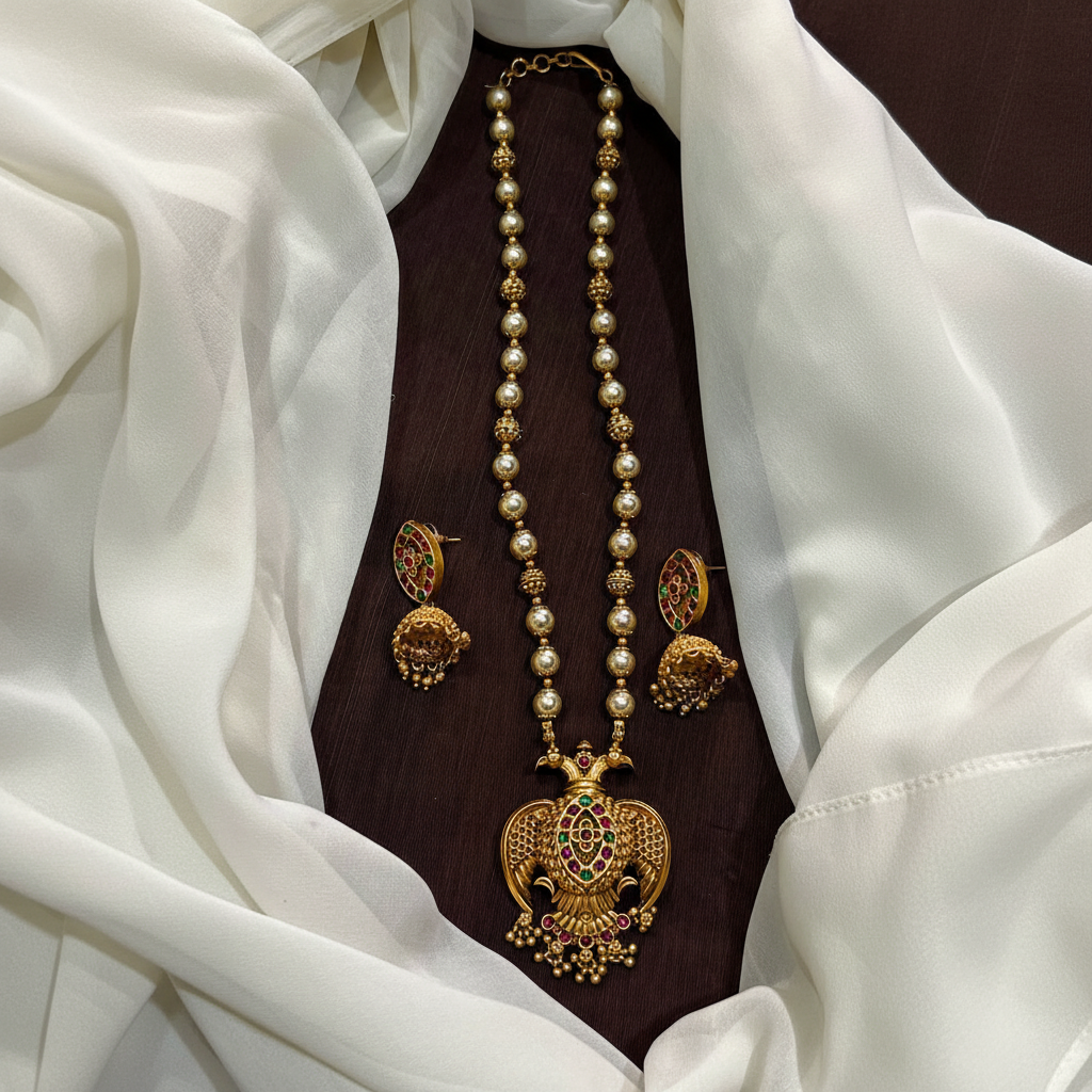 Pendant with Long Mala and jhumki - NH00482