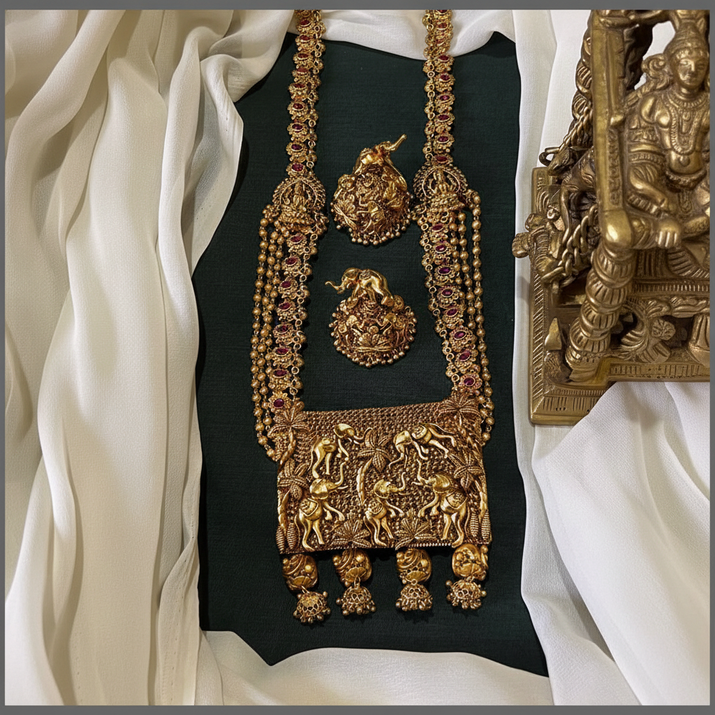 Beautiful Nakshi Haram Set with Matching Earrings – NH00367