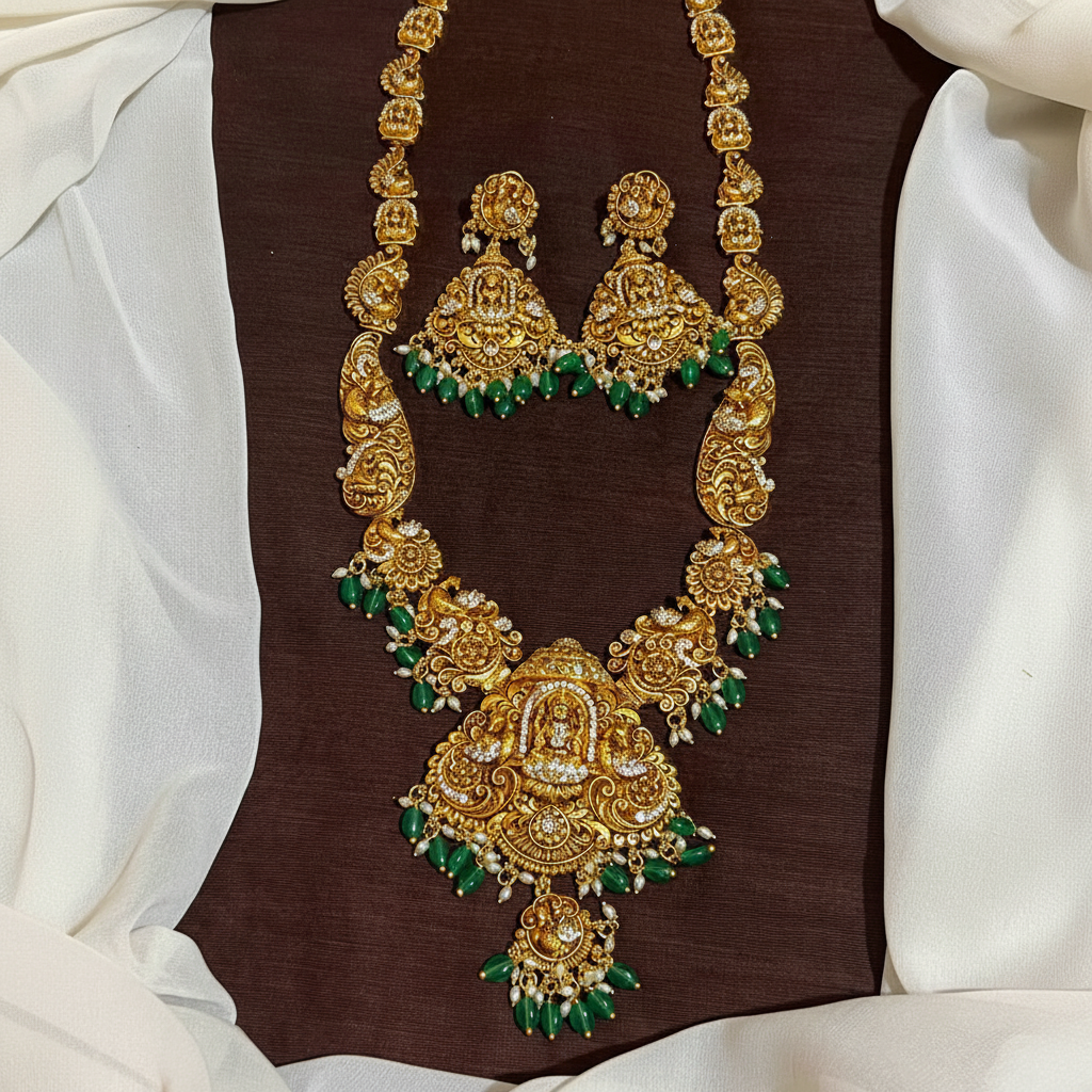 Nakshi Lakshmi Haram in Gold Polish - NH00143
