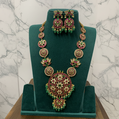 Kempu Stone Designer Bottu Haram - NH00465