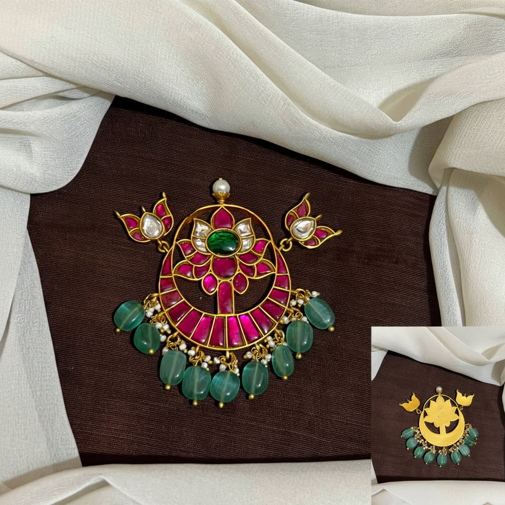 Jadau Flower Patter Pendant - KP00150