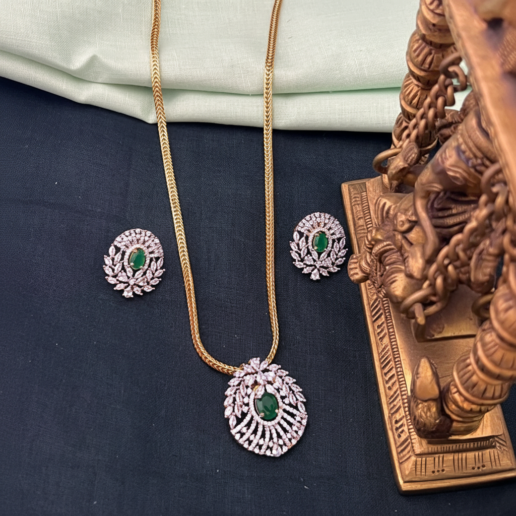 Beautiful Nakshi Chain With Daimond Pendant - DN0072