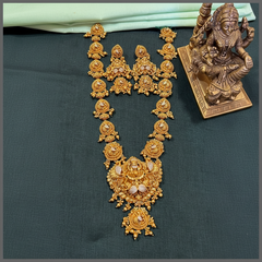 Beautiful Lakshmi Haram With Earrings In Nakshi - NH00391