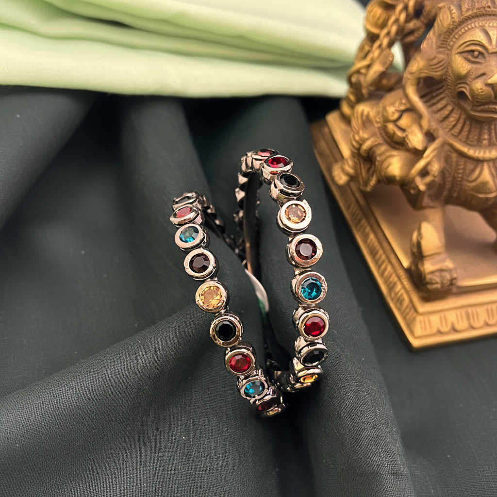 Antique Navratna Stone Bangles - BG00517