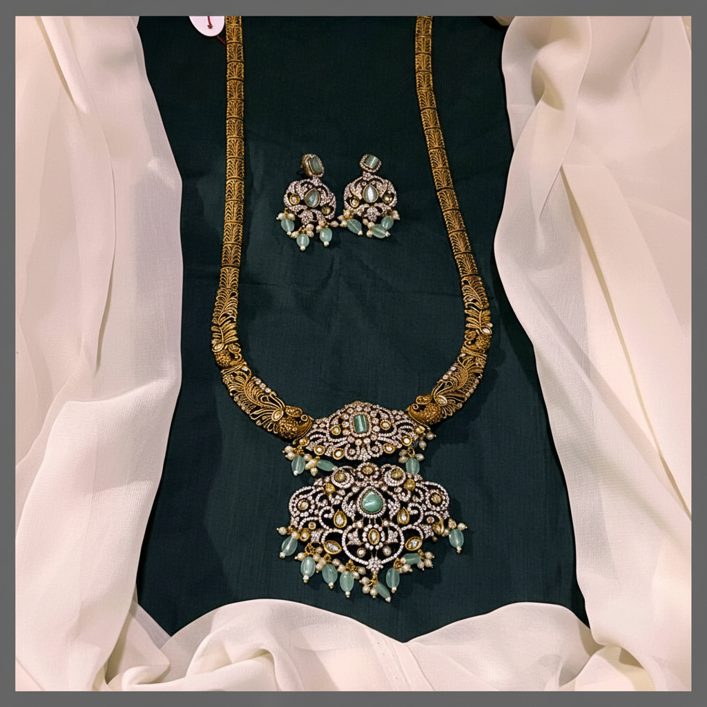Antique Nakshi Haram With Victorian Pendent - NH00282