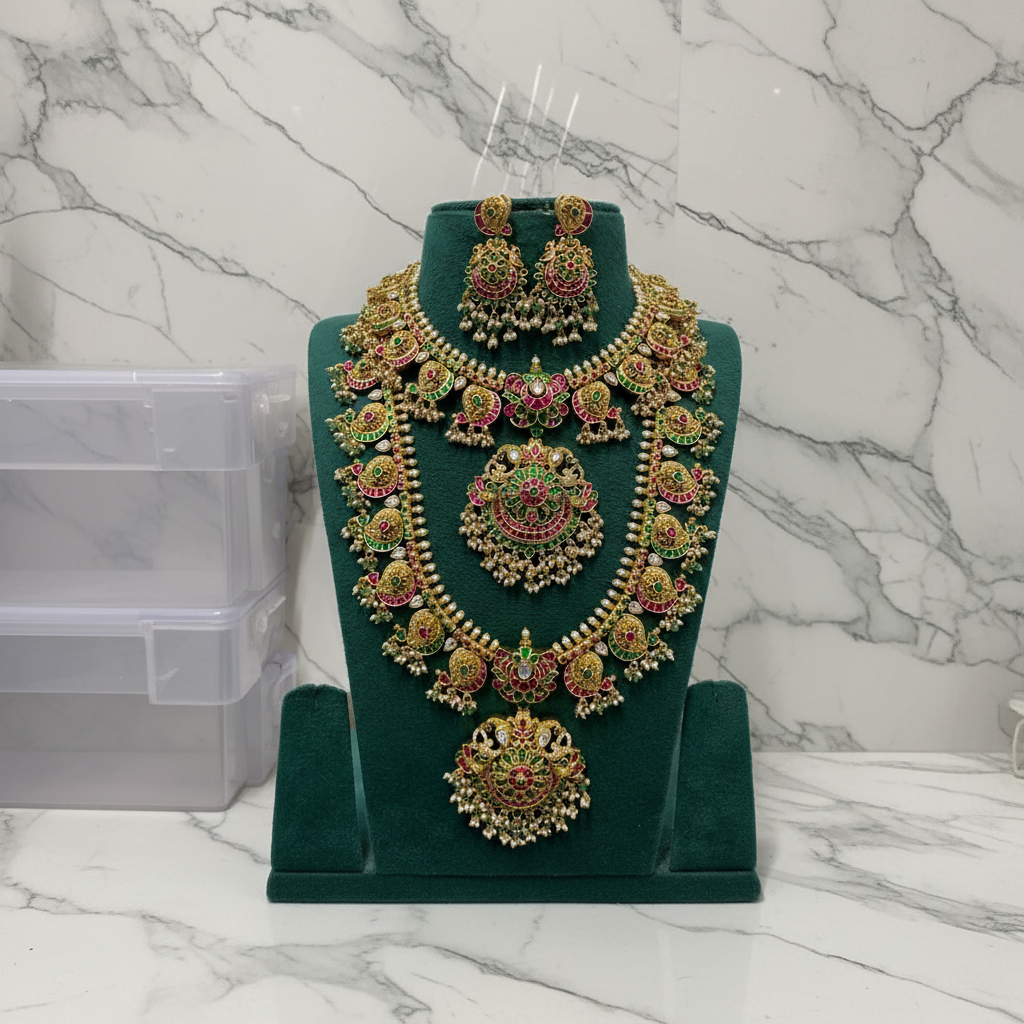 Jadau Mango Guttipusalu In Bridal Combo - BC0013