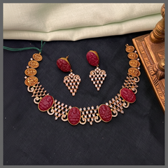 Beautiful Stone and Lakshmi Necklace In Nakshi - NN00828