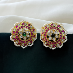 Jadau Kundan Flower Earrings - KE00119