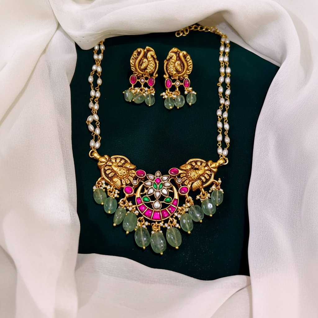 Kundan Mini Choker With pearls - KN0034