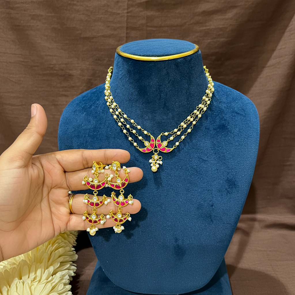 Pearl Mega Choker With Earrings - PB00588
