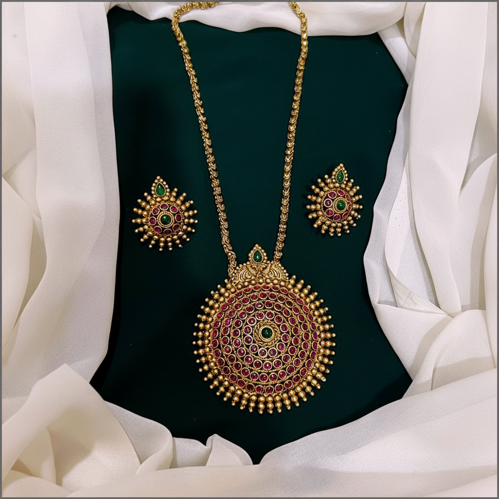 Antique Big Pendent Nakshi Haram - NH00132