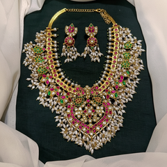 Jadau Original Rice Pearls Necklace with Earrings - KN00608