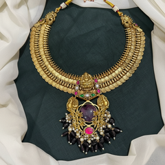 Beautiful Jadau Kaasu With Fusion Pendant - KN00582