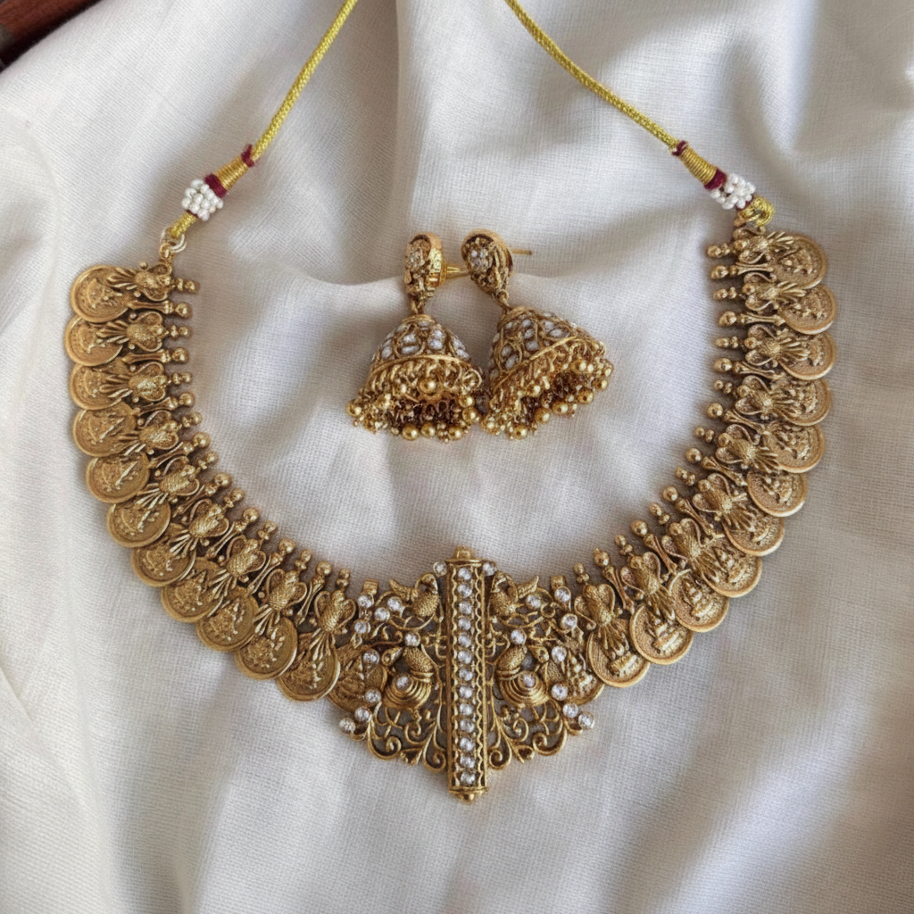 Antique Finish Kasu Silver Replica Design - NN00871