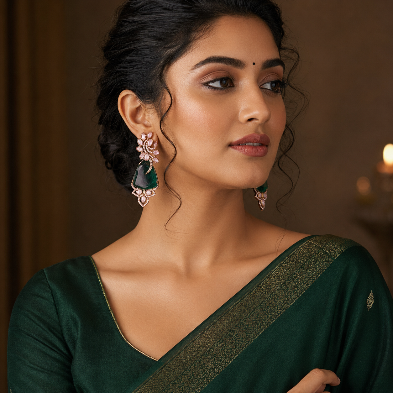 Elegant Peacock Earrings In Diamond - DE0020