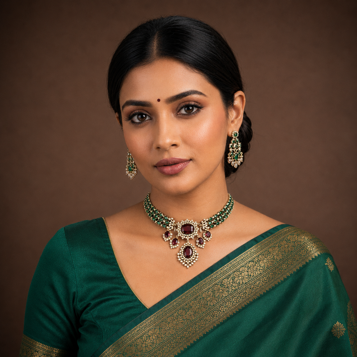 Victorian layered Set with Earrings - VN00190