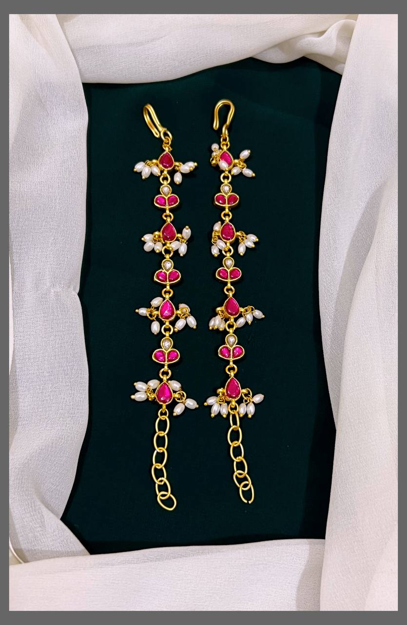 Ruby Small Dew Drop with Flower in kundan - MT0054