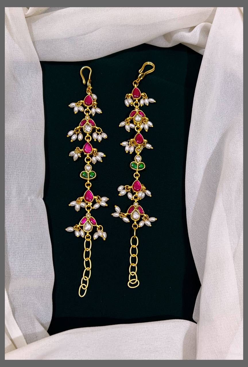 Ruby and Emerald Dew Drop matilu in Kundan - MT0055