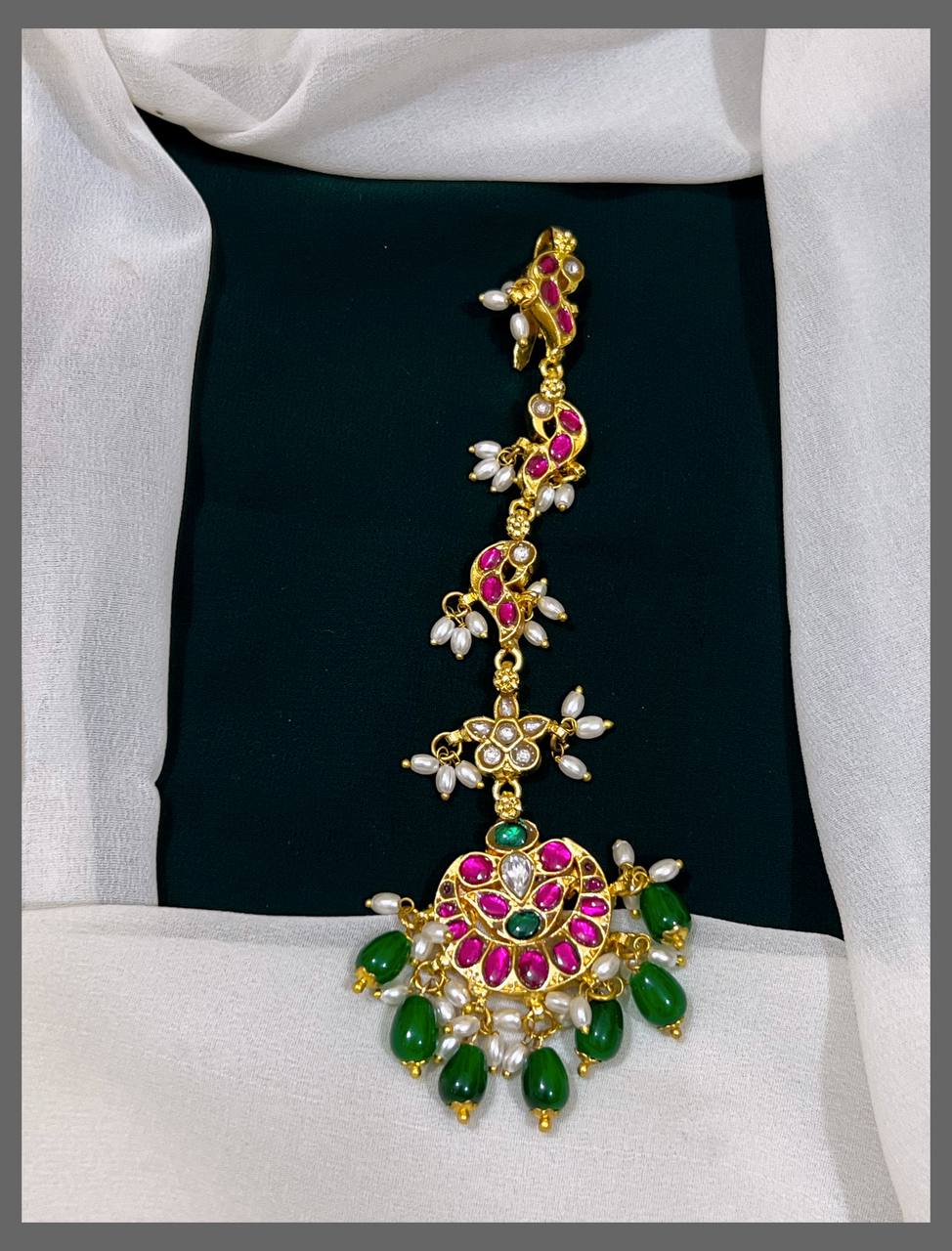 Peacock Maang tikka in kundan - HA0041