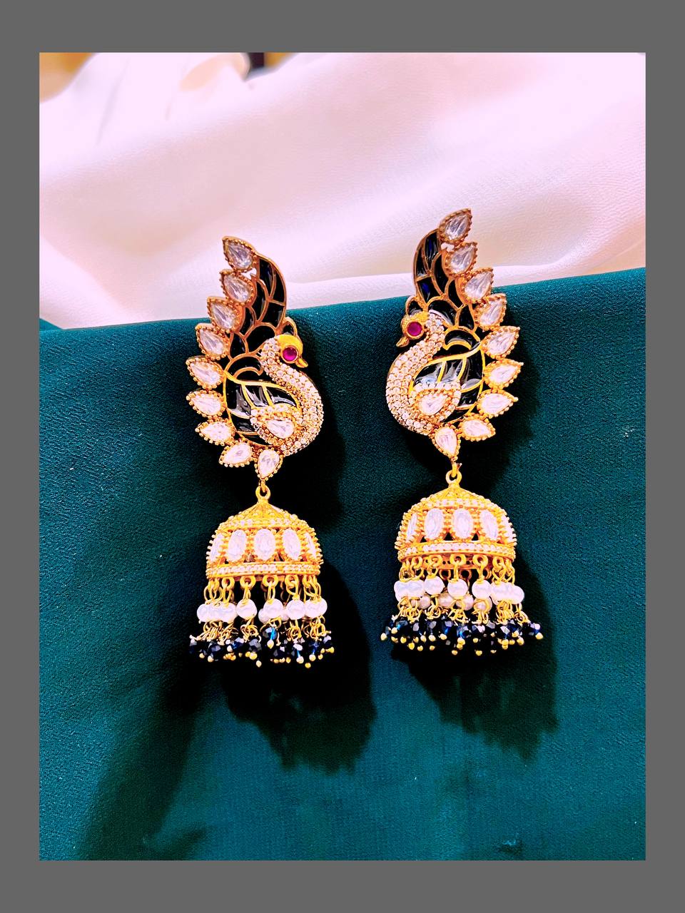 Emerald Peacock in Naskhi  Earring - NE00137