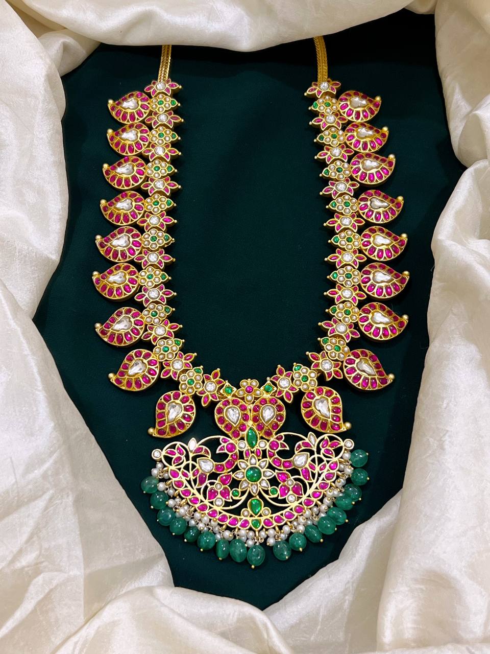 Beautiful Mango Haram with Pendent in Kundan - KH00303
