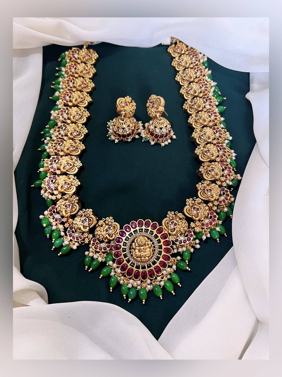 Beautiful Peacock Haram with Pendent in Nakshi - NH00278