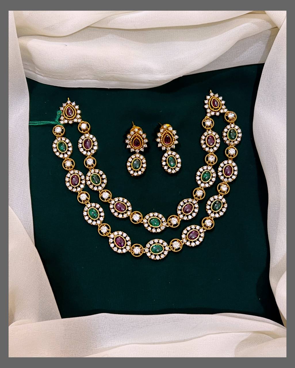 Multi colour Double layer Neckalce in Nakshi - NN00503