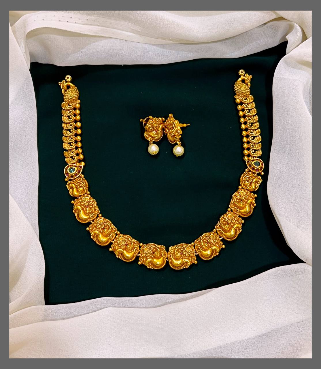 Antique Peacock Necklace in Nakshi - NN00508