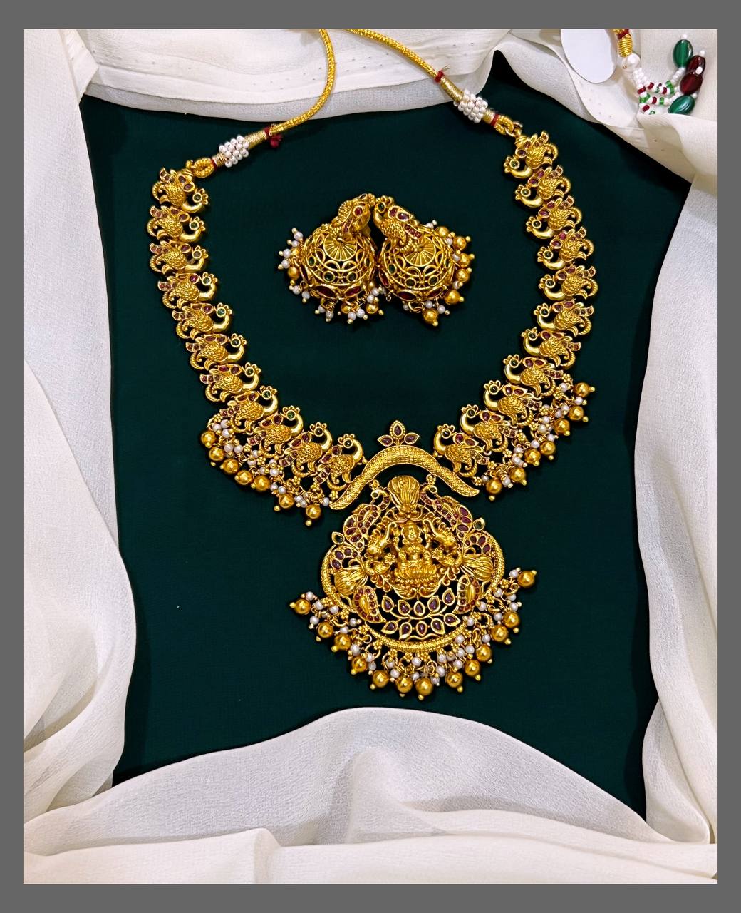 Rich Antique Peacock Necklace with pendent in Nakshi - NN00510