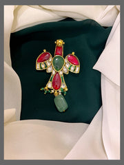 Beautiful Ruby and Emerald Pendent in kundan - KP00166
